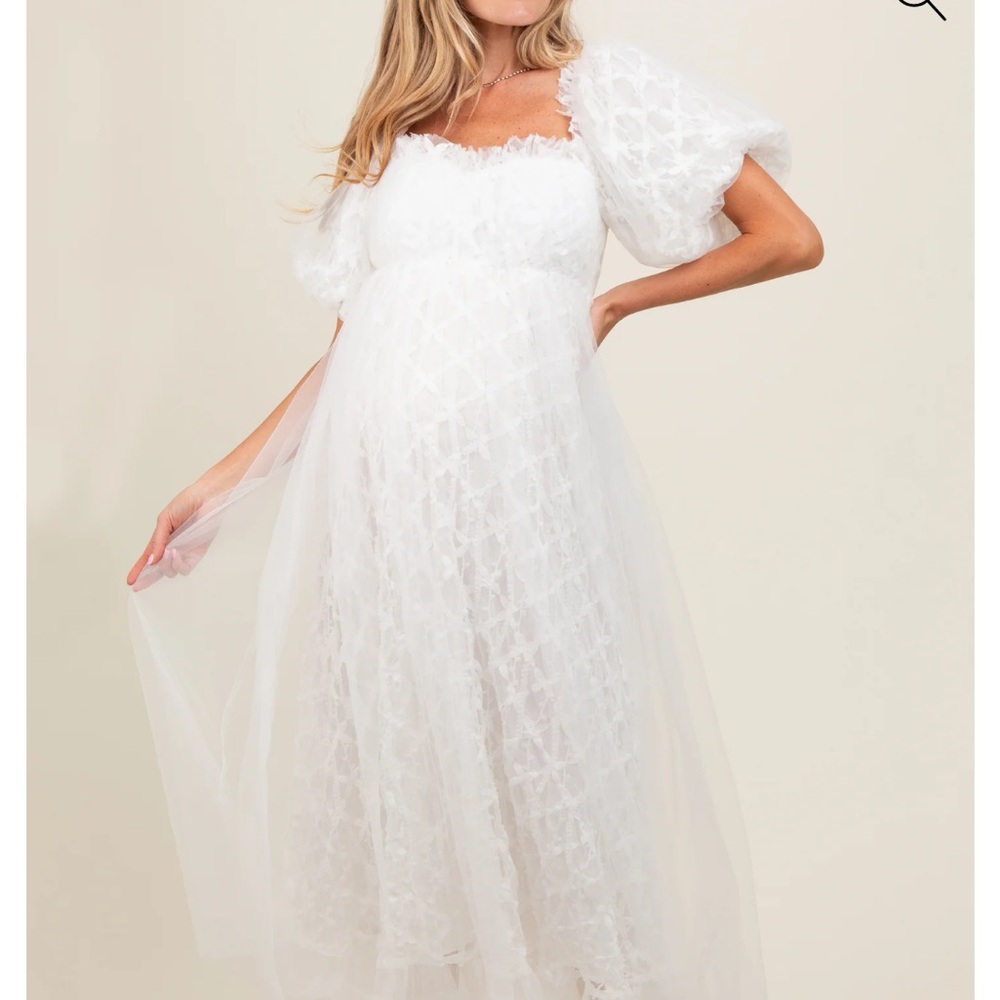 Elegant White Lace Maternity Dress